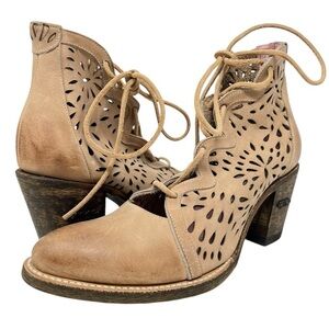 Miss Macie Waitin on Friday 3 inch heel Elegant Tan Lace-Up Leather Boots